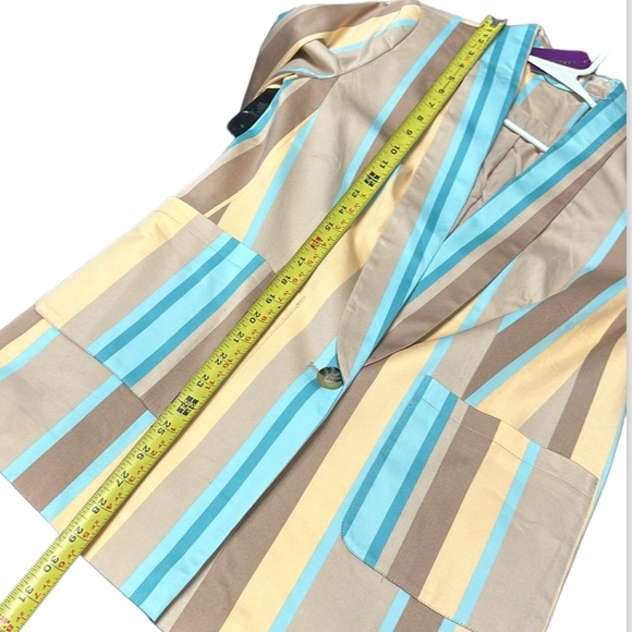 NWT Lascana One Button Front Blazer Striped Casual Pockets Womens Sz 10 - Picture 10 of 11
